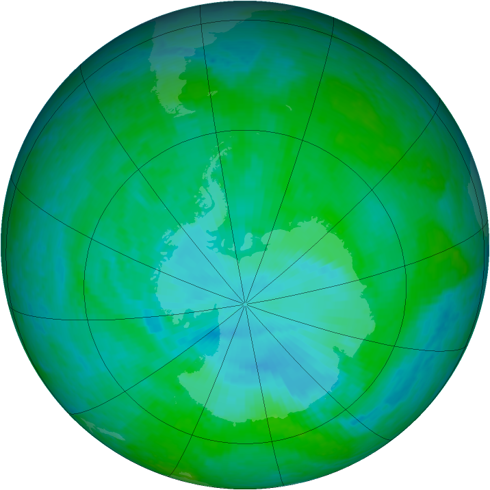 Antarctic ozone map for 26 December 2001